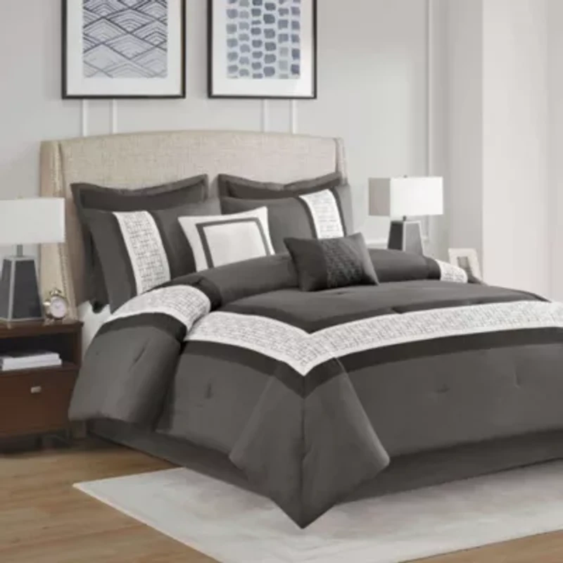 Powell 8 Piece Embroidered Comforter Set