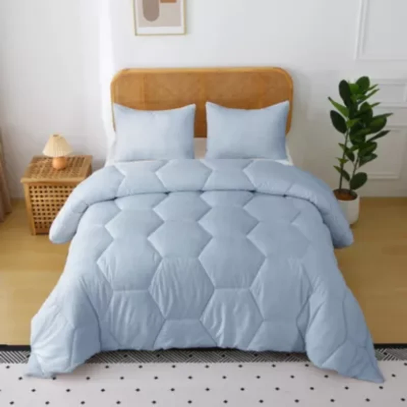 Better Style Home Microfiber Honeycomb Comforter Sets Twin Light Blue