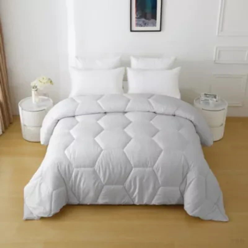 Better Style Home Oversized Microfiber Honeycomb Comforter Insert Queen Dewkist