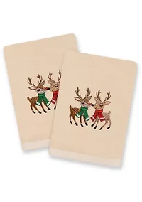 Christmas KISSES Embroidered Hand Towels (Set of 2)