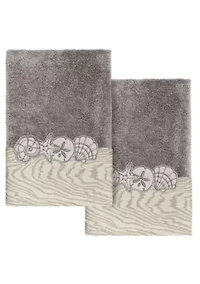SHELL ROW 2PC Embellished Hand Towel Set