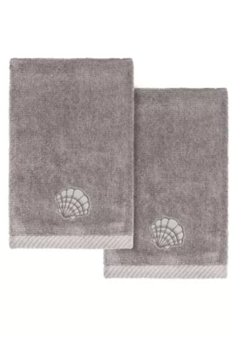 SHELL ROW 2PC Embellished Fingertip Towel Set