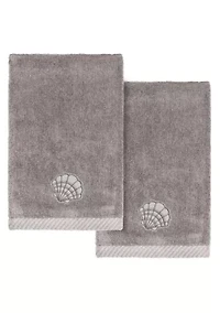 SHELL ROW 2PC Embellished Fingertip Towel Set