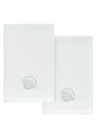 SHELL ROW 2PC Embellished Fingertip Towel Set