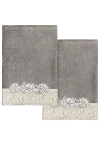 SHELL ROW 2PC Embellished Bath Towel Set