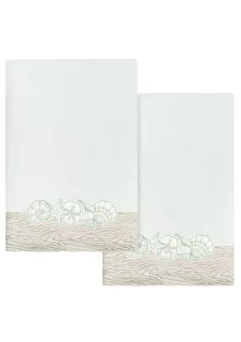 SHELL ROW 2PC Embellished Bath Towel Set