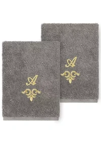 MONICA 2PC Embellished Dark Gray Washcloth Set
