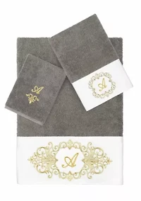MONICA 3PC Embellished Dark Gray Towel Set