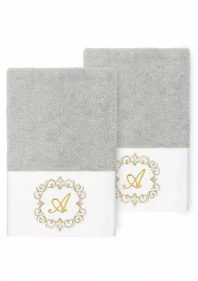 MONICA 2PC Embellished Light Gray Hand Towel Set
