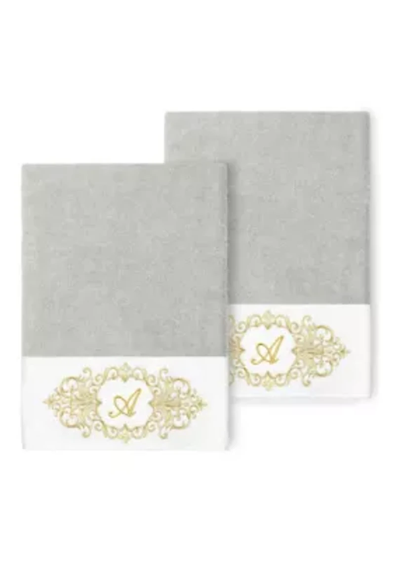 MONICA 2PC Embellished Light Gray Bath Towel Set