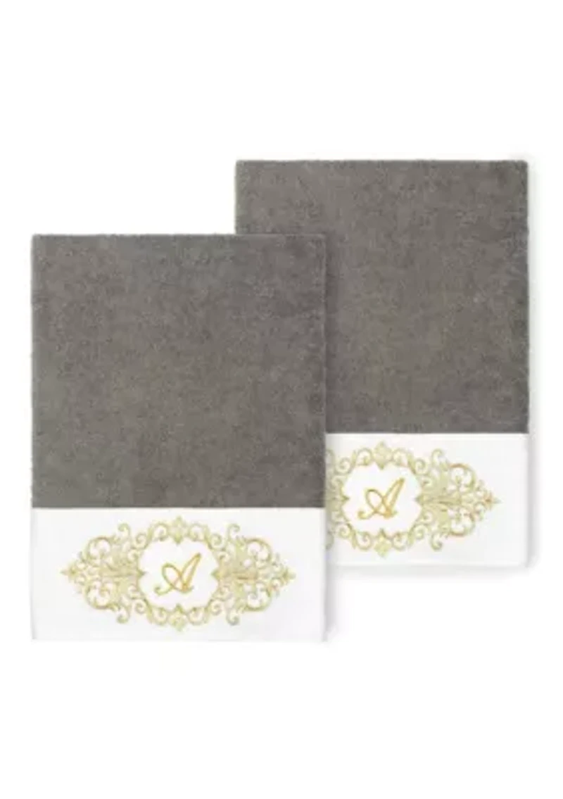 MONICA 2PC Embellished Dark Gray Bath Towel Set