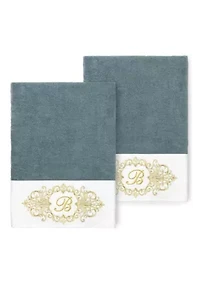MONICA 2PC Embellished Teal Bath Towel Set