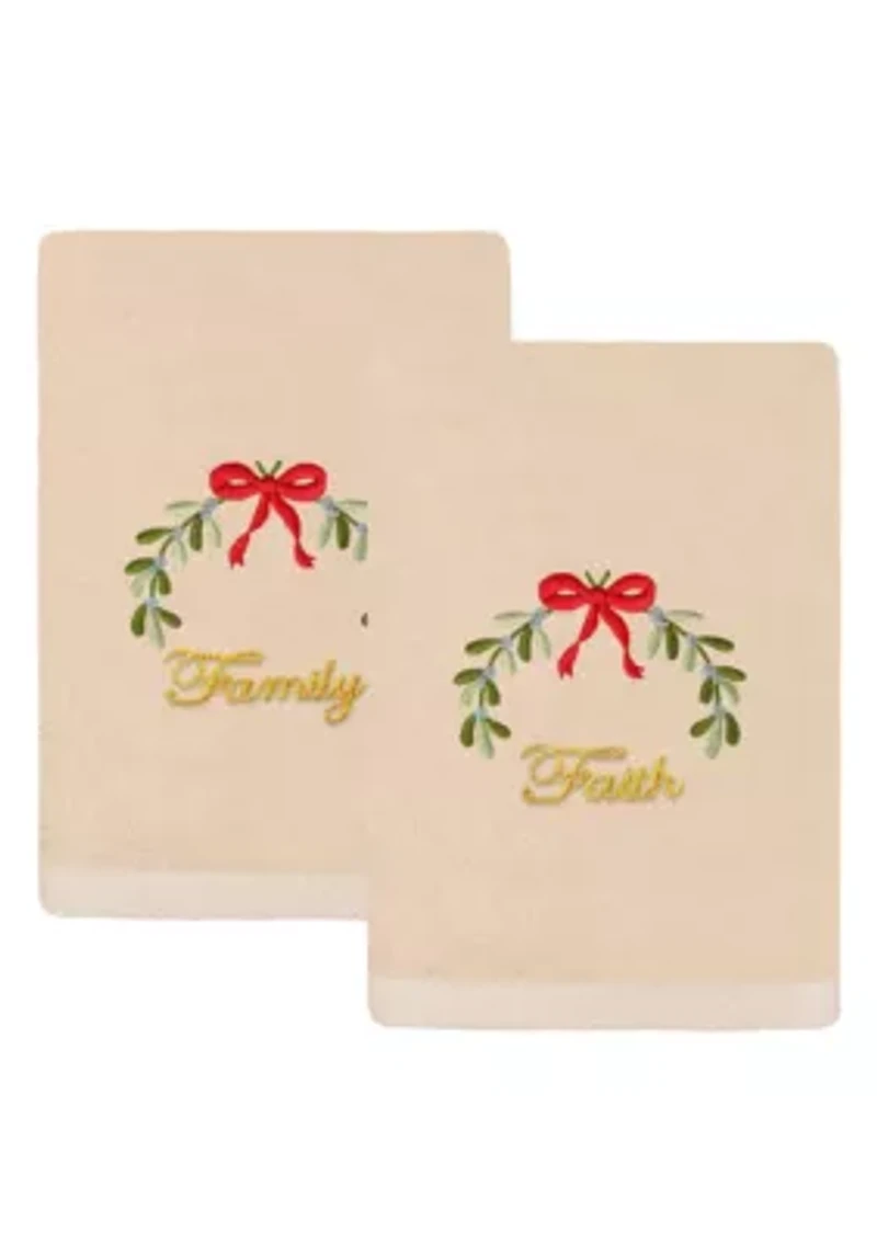 Christmas Ideals Embroidered Hand Towels Set of 2