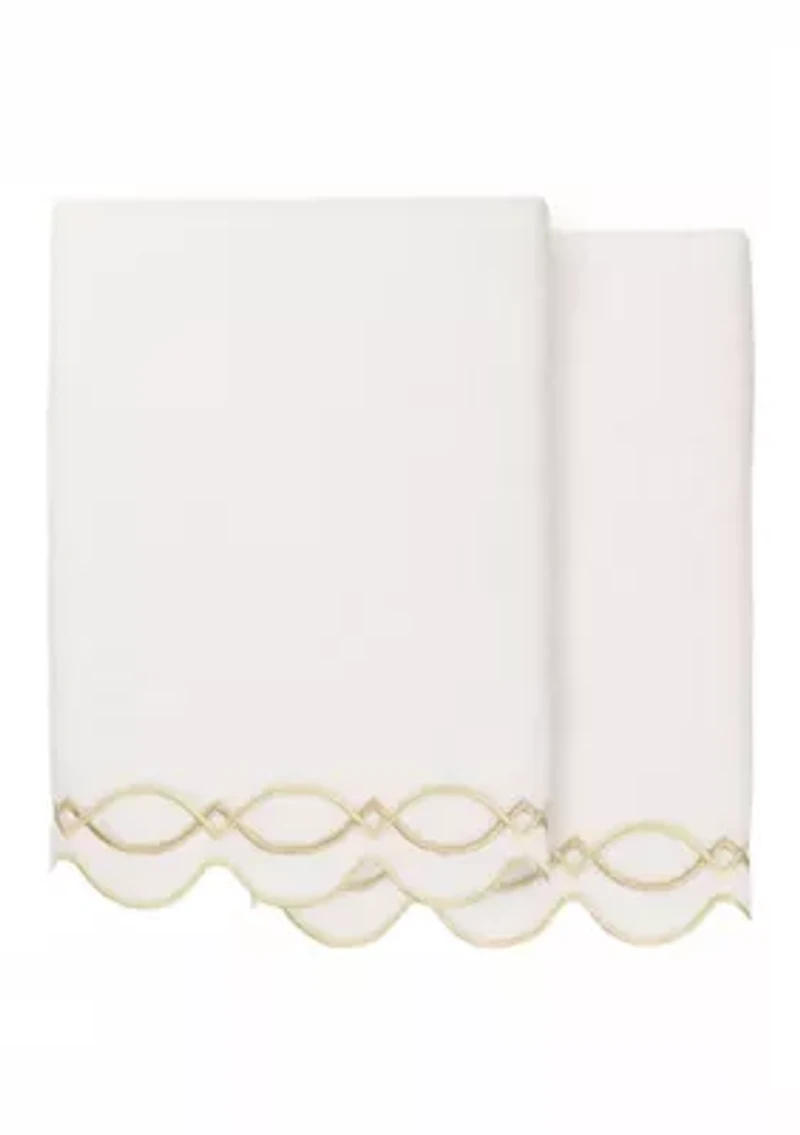 DIAMOND CHAIN Scallop 2PC Embellished Bath Towel Set