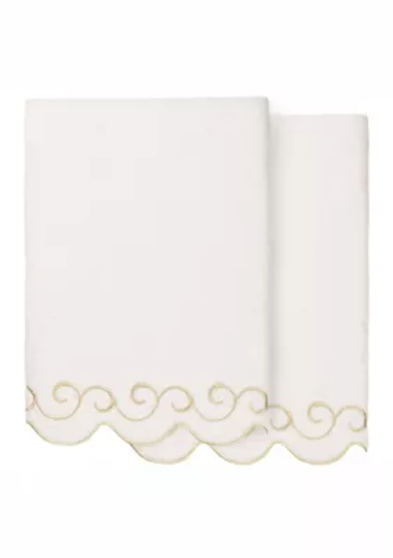 SIMPLICITY Scallop 2PC Embellished Bath Towel Set