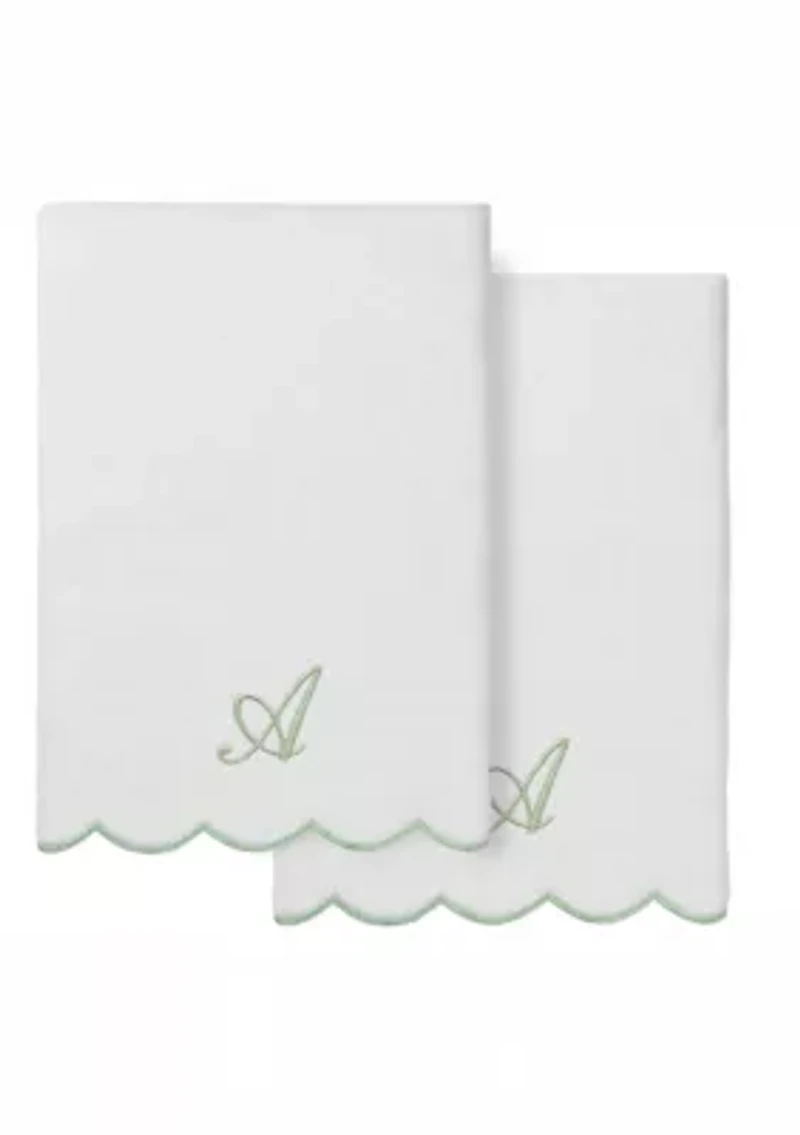 ADORNIA Scallop 2PC Personalized Bath Towel Set