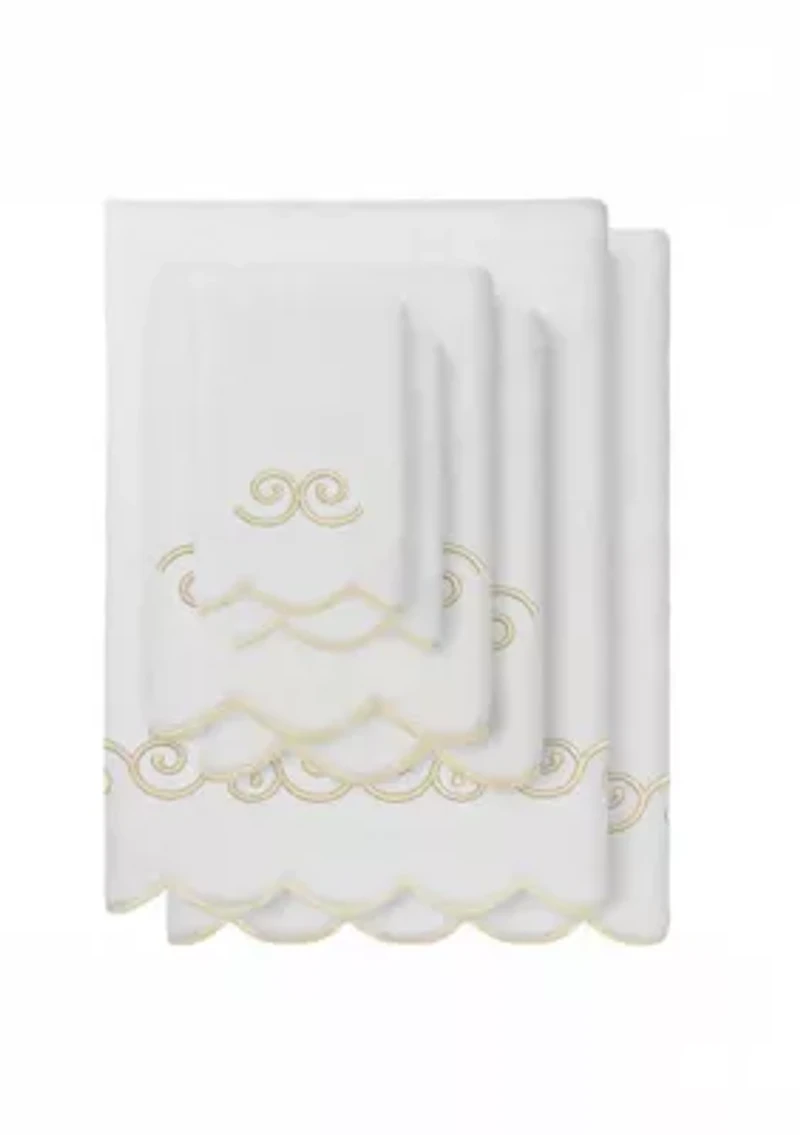 Symmetra Scallop 6PC Embellished Towel Set