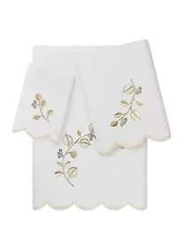 Wild Branch Scallop 3PC Embellished Towel Set