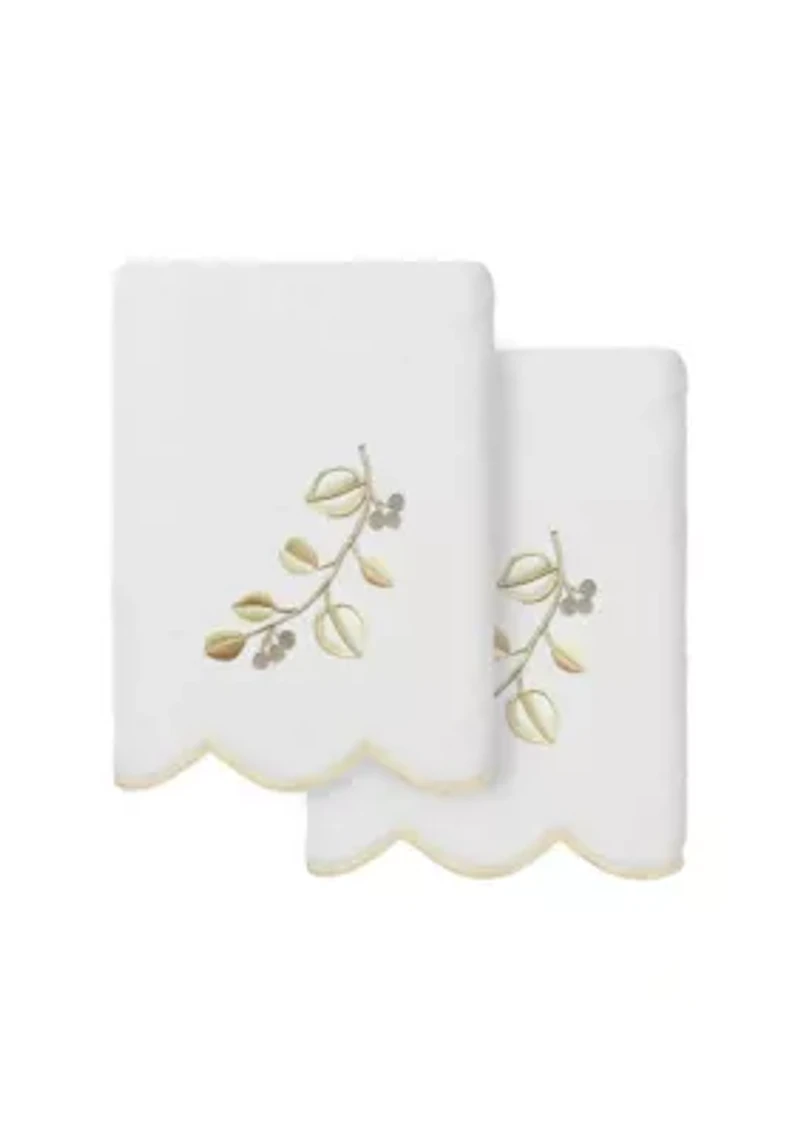 Wild Branch Scallop 2PC Embellished Hand Towel Set