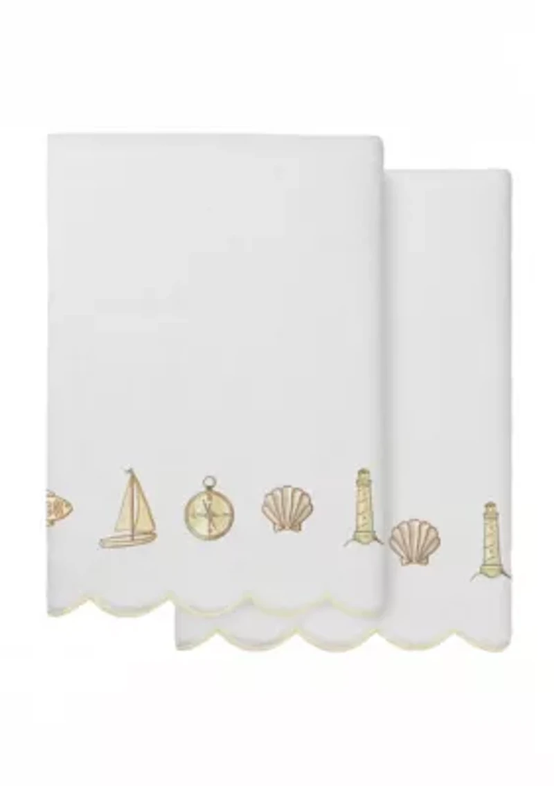 Sea Joy Scallop 2PC Embellished Bath Towel Set