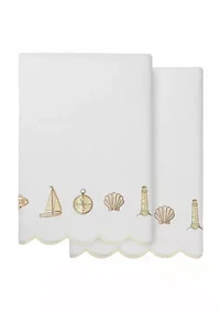 Sea Joy Scallop 2PC Embellished Bath Towel Set