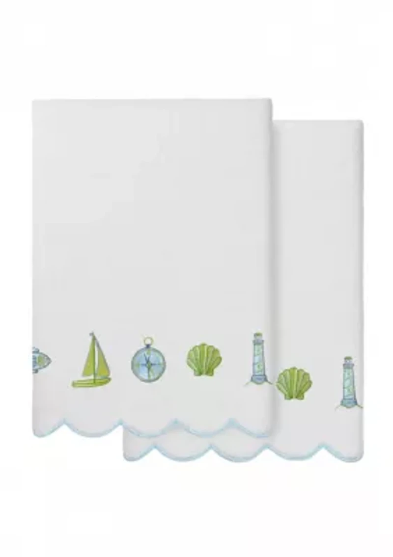 Sea Joy Scallop 2PC Embellished Bath Towel Set