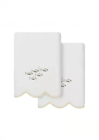 Fish School Scallop 2PC Embellished Hand Towel Set