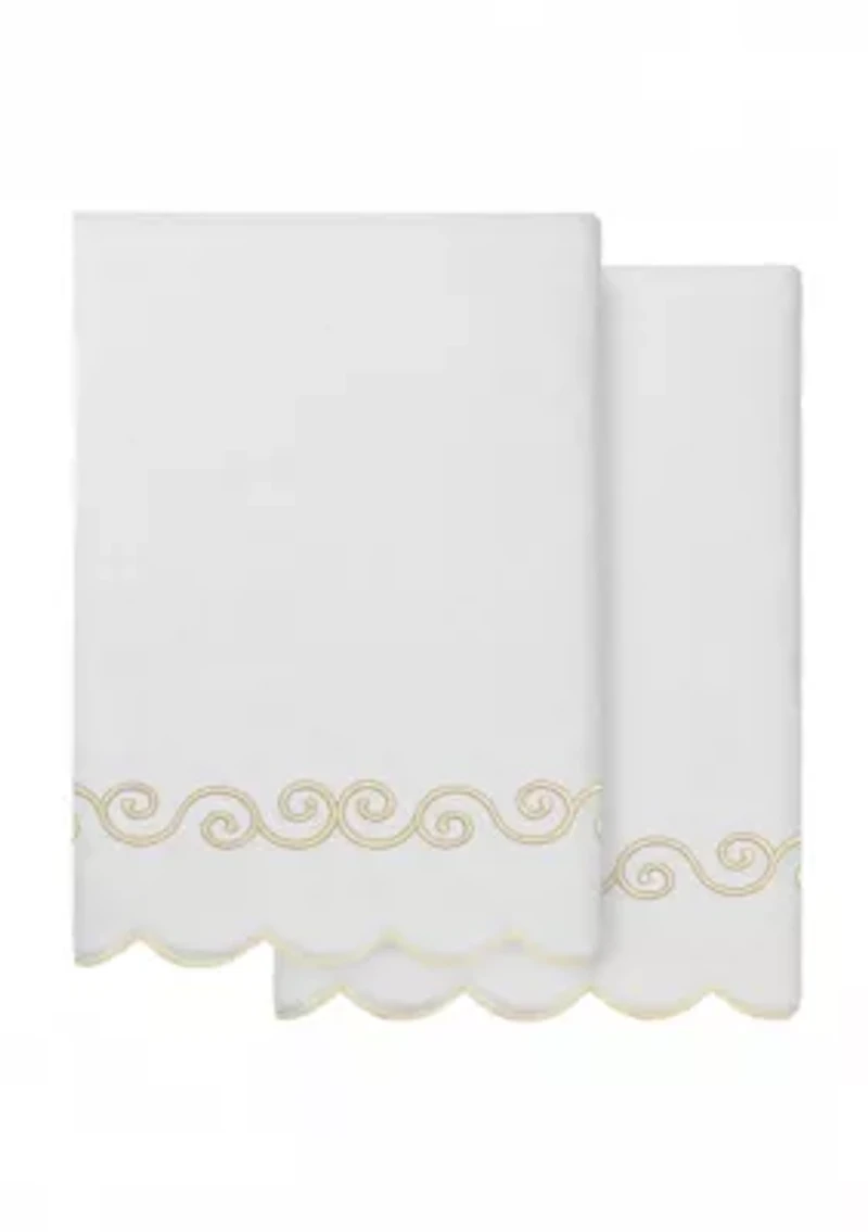 Symmetra Scallop 2PC Embellished Bath Towel Set