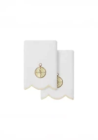 Sea Joy Scallop 2PC Embellished Fingertip Towel Set