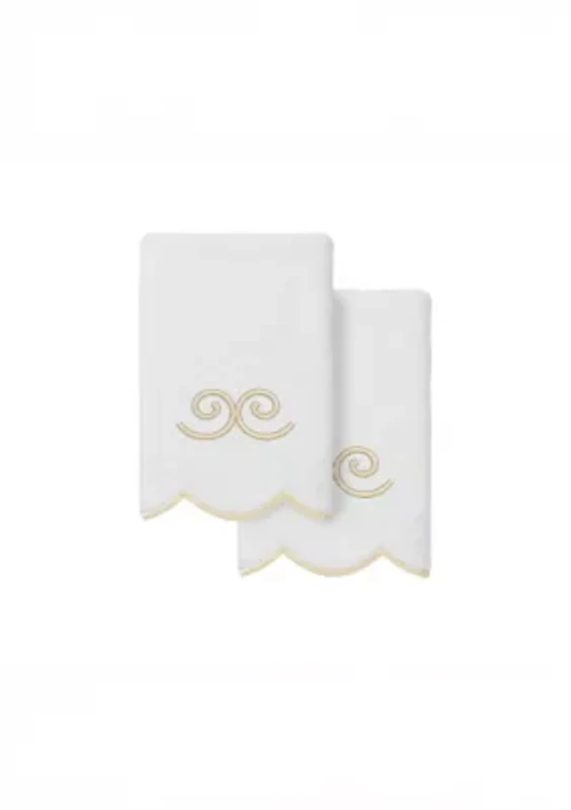 Symmetra Scallop 2PC Embellished Fingertip Towel Set