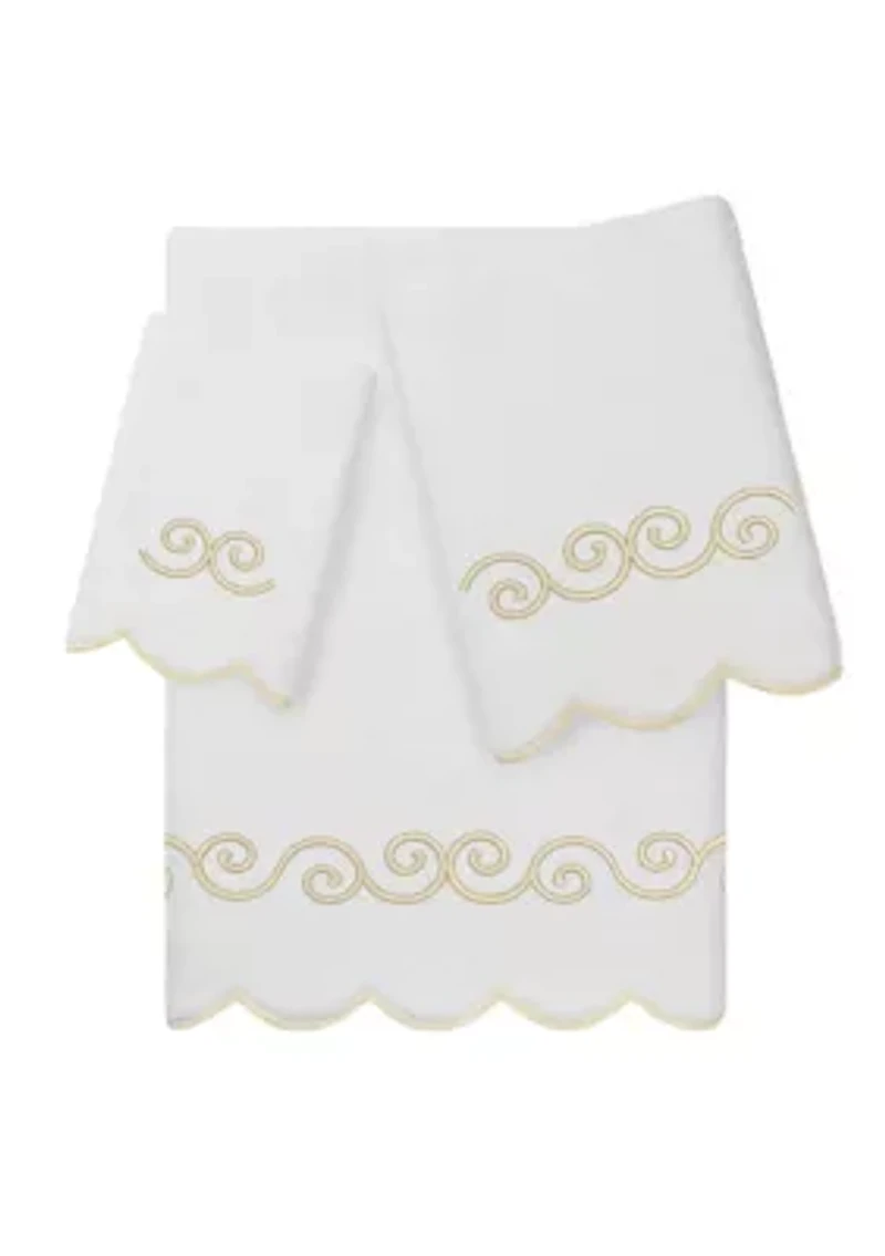 Symmetra Scallop 3PC Embellished Towel Set