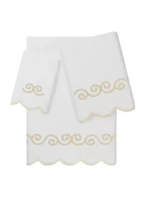 Symmetra Scallop 3PC Embellished Towel Set