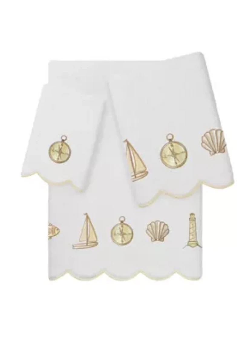 Sea Joy Scallop 3PC Embellished Towel Set