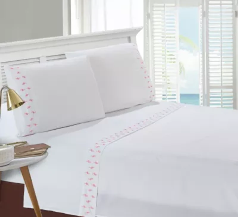 Mini Flamingo Embroidered Pillowcase Pair