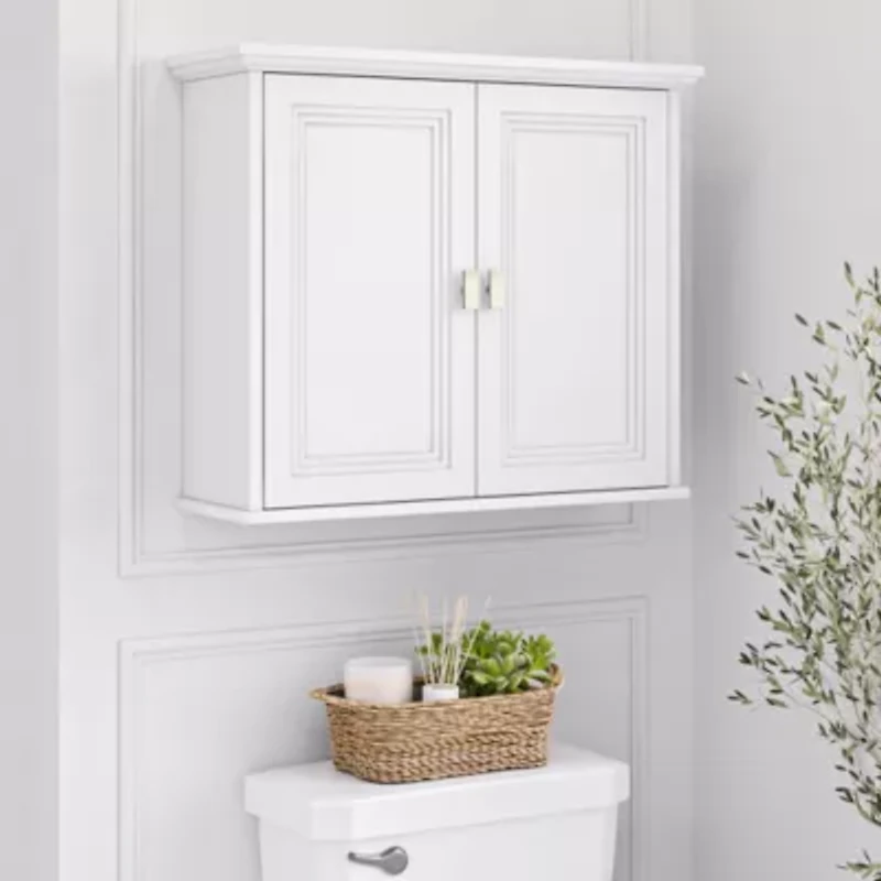 Geneva Two-Door Wall Cabinet with Layered Doors – White