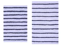 2 PC YARN DYED BATH RUG SET 17x24 & 21x34 CANDY STRIPE GREY