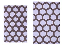 2 PC YARN DYED BATH RUG SET 17x24 & 21x34 HONEYCOMB TAN
