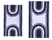 2 PC YARN DYED BATH RUG SET 17x24 & 21x34 RAINBOW GREY