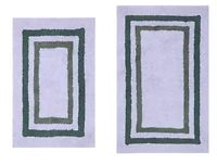 2 PC YARN DYED BATH RUG SET 17x24 & 21x34 RACETRACK TWO TONE CELADON
