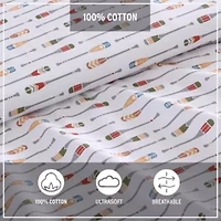 Canoe Lake Paddle 100% Cotton Percale- 4 Piece- Sheet Set