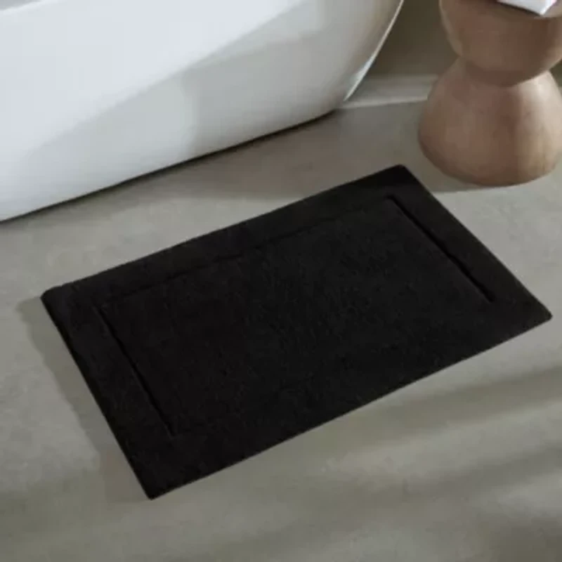 Essence Solid Black Bath Rug Set-2 Piece