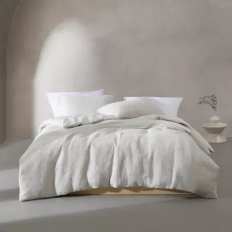 Speckled Waffle Natural Queen Duvet Cover Set-3 Piece