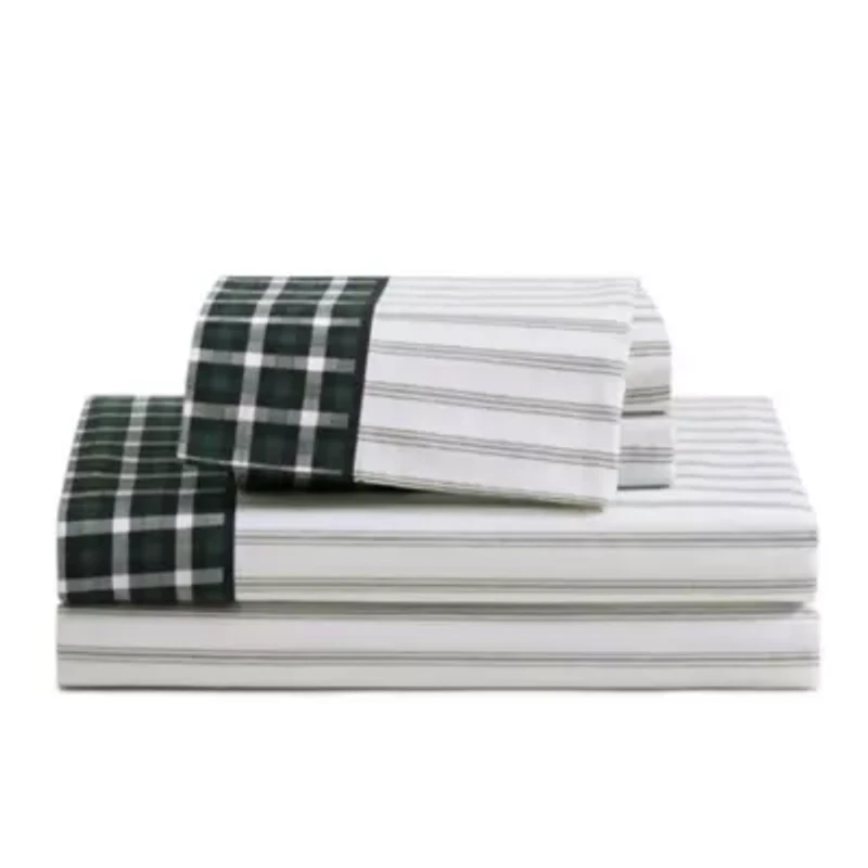 Cass Park Mix Check Stripe Cotton Sheet Set