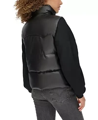 Faux Leather Western Puffer Vest