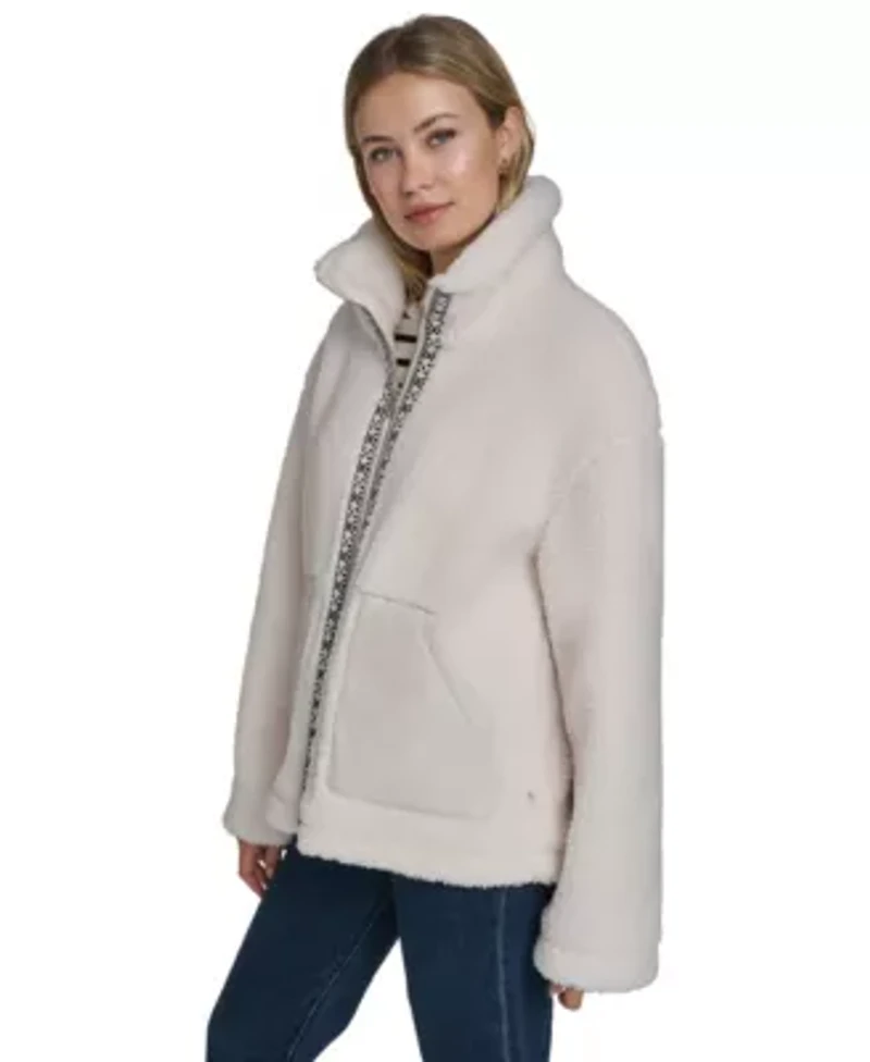 Zip-Front Sherpa Teddy Jacket