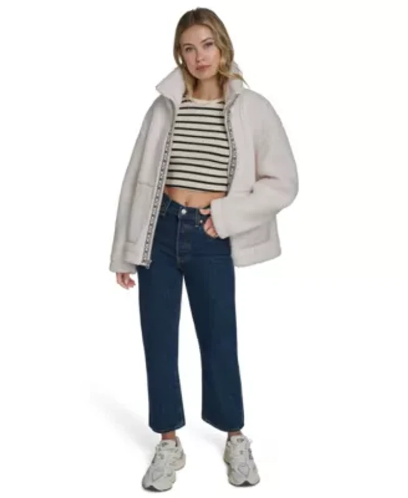 Zip-Front Sherpa Teddy Jacket