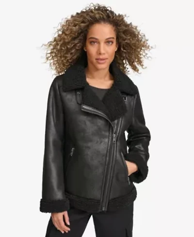 Faux Shearling Relaxed Moto