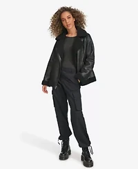 Faux Shearling Relaxed Moto