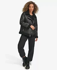 Faux Shearling Relaxed Moto