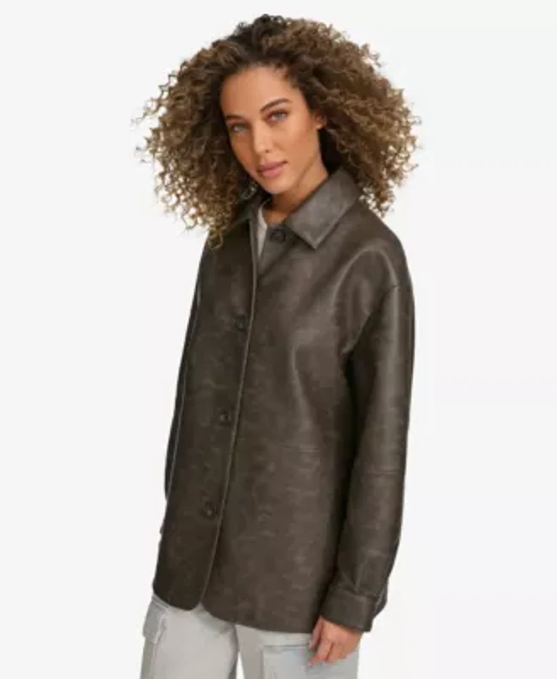 Relaxed Faux Leather Blazer
